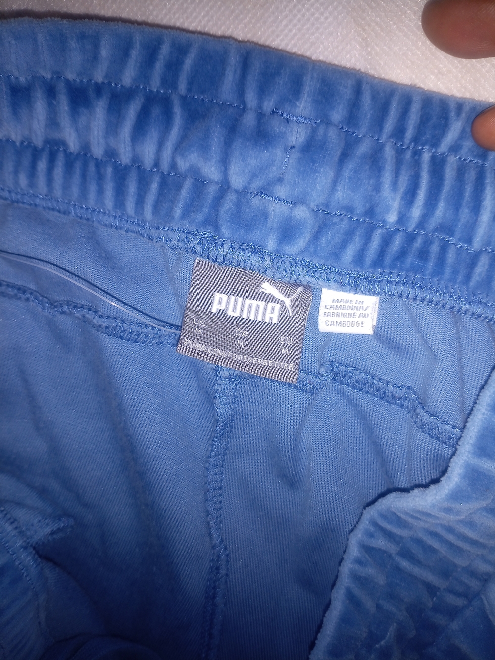 Puma Women's Blue Velour Elastic Waist Pants Size M